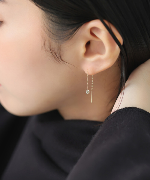 Lilas(リラ)の「ホールダイヤアメリカンピアス K18(両耳)(ピアス(両耳用)・レディース・ゴールド・FREE)」の5枚目の写真