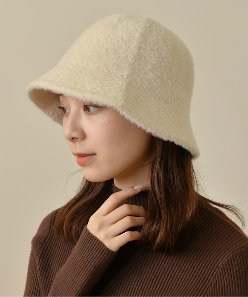 Monocoro toppi(モノコロトッピ)の「シャギー ふわふわ シンプル バケットハット(ハット・レディース・ブラック/アイボリー/ブラウン・フリー)」の5枚目の写真