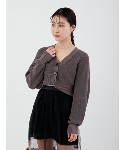 LILY BROWN（リリーブラウン）の「畔編ボレロニットカーディガン