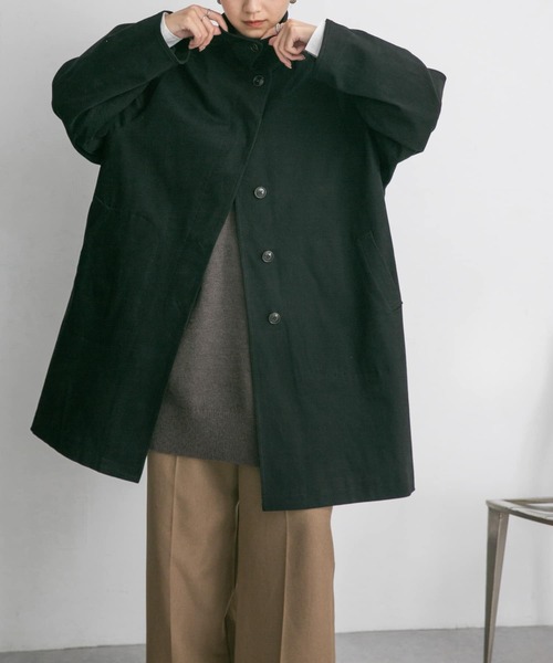 KBF（ケイビーエフ）の「ハーフバルカラーコート（その他アウター・レディース・ブラック/ベージュ・ONE）」の4枚目の写真