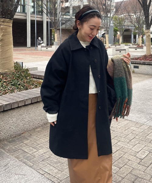 KBF（ケイビーエフ）の「ハーフバルカラーコート（その他アウター・レディース・ブラック/ベージュ・ONE）」の12枚目の写真