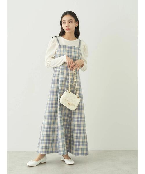 earth music&ecology（アースミュージックアンドエコロジー）の「CHECKハイウエストフレアジャンスカ（ワンピース・レディース・グリーン系その他2/ブルー系その他4・S/M）」の5枚目の写真