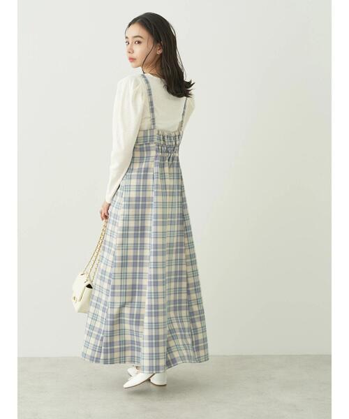 earth music&ecology（アースミュージックアンドエコロジー）の「CHECKハイウエストフレアジャンスカ（ワンピース・レディース・グリーン系その他2/ブルー系その他4・S/M）」の7枚目の写真