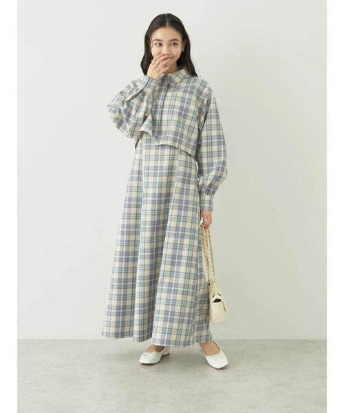 earth music&ecology（アースミュージックアンドエコロジー）の「CHECKハイウエストフレアジャンスカ（ワンピース・レディース・グリーン系その他2/ブルー系その他4・S/M）」の8枚目の写真