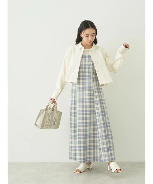 earth music&ecology（アースミュージックアンドエコロジー）の「CHECKハイウエストフレアジャンスカ（ワンピース・レディース・グリーン系その他2/ブルー系その他4・S/M）」の9枚目の写真