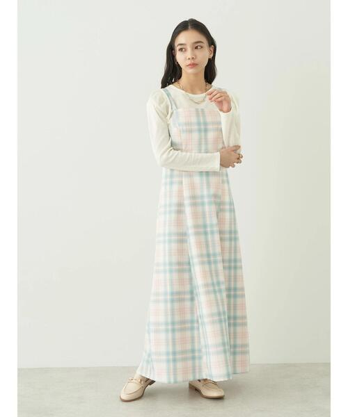 earth music&ecology（アースミュージックアンドエコロジー）の「CHECKハイウエストフレアジャンスカ（ワンピース・レディース・グリーン系その他2/ブルー系その他4・S/M）」の11枚目の写真