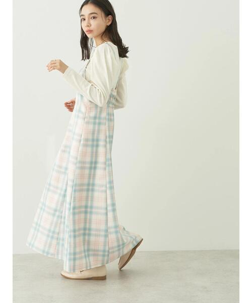 earth music&ecology（アースミュージックアンドエコロジー）の「CHECKハイウエストフレアジャンスカ（ワンピース・レディース・グリーン系その他2/ブルー系その他4・S/M）」の12枚目の写真