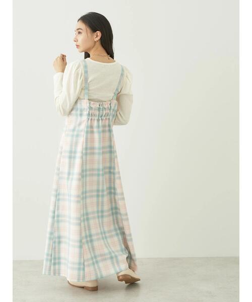 earth music&ecology（アースミュージックアンドエコロジー）の「CHECKハイウエストフレアジャンスカ（ワンピース・レディース・グリーン系その他2/ブルー系その他4・S/M）」の13枚目の写真