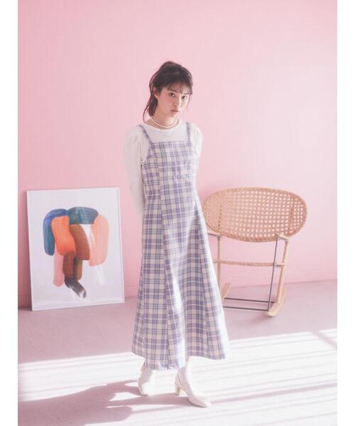 earth music&ecology（アースミュージックアンドエコロジー）の「CHECKハイウエストフレアジャンスカ（ワンピース・レディース・グリーン系その他2/ブルー系その他4・S/M）」の15枚目の写真