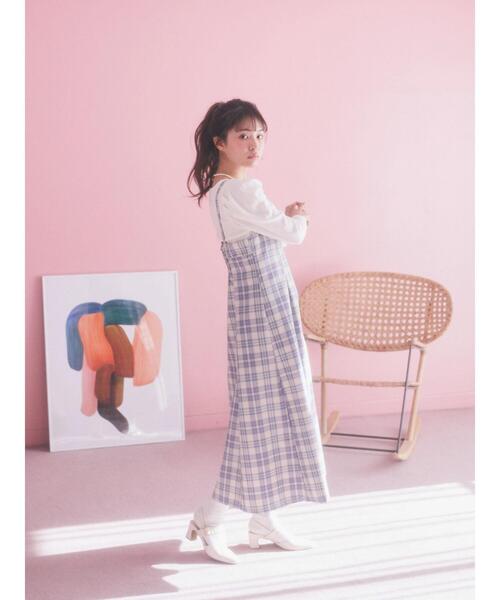 earth music&ecology（アースミュージックアンドエコロジー）の「CHECKハイウエストフレアジャンスカ（ワンピース・レディース・グリーン系その他2/ブルー系その他4・S/M）」の16枚目の写真