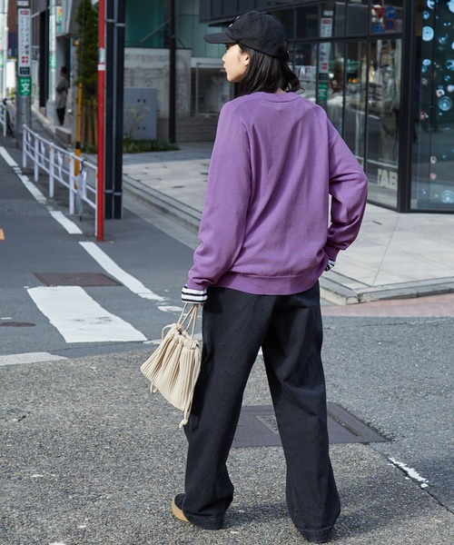 CIRCUS HOTEL 売れ筋商品|||サーカス・ホテル ニット&セーター アウター レディース Sweaters Blue X-girl ニット セーター STRIPED SLEEVE HALF ZIP KNIT TOP