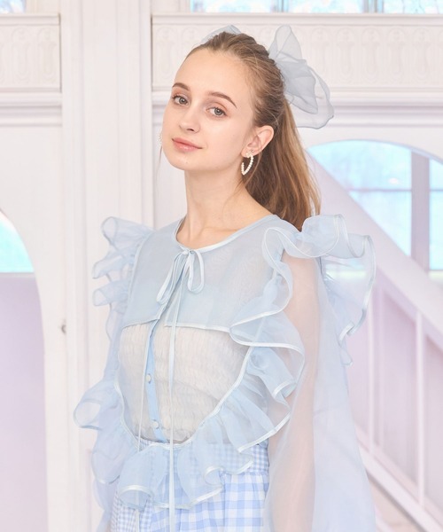 lilLilly（リルリリー）の「オーガンジーリボンヘアゴム（ヘアゴム・レディース・ブラック/ホワイト/ブルー・FREE）」の11枚目の写真