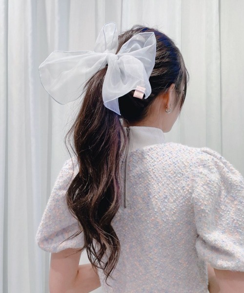 lilLilly（リルリリー）の「オーガンジーリボンヘアゴム（ヘアゴム・レディース・ブラック/ホワイト/ブルー・FREE）」の8枚目の写真