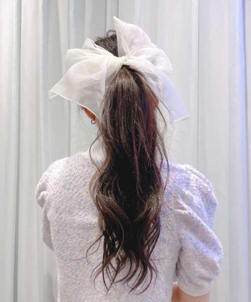 lilLilly（リルリリー）の「オーガンジーリボンヘアゴム（ヘアゴム・レディース・ブラック/ホワイト/ブルー・FREE）」の12枚目の写真