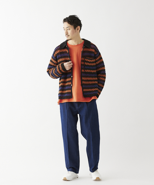 JOURNAL STANDARD relume（ジャーナルスタンダード　レリューム）の「CALIFORNIA クロシェアミ ニットカーディガン "BORDER"（カーディガン/ボレロ・メンズ・ブラック/アイボリー/パープル・MEDIUM/LARGE）」の18枚目の写真
