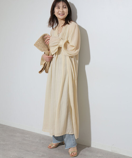 スローブイエナ　ストライプジャガードスキッパーワンピース SLOBE IENA（スローブイエナ）の「ストライプジャガード
