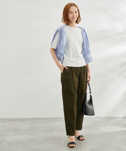 ROPE' PICNIC（ロペピクニック）の「【WEB限定カラー:クリーム】Beauty knit/ハーフスリーブニットプルオーバー（ニット/セーター・レディース・オレンジ系その他/ホワイト系その他5/クリーム/イエロー系その他/ライトグリーン/ターコイズブルー/オフホワイト/ブラウン/ブラック・38）」の15枚目の写真