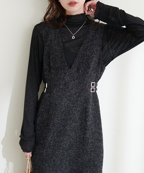 natural couture(ナチュラルクチュール)の「シアーネットハイネックプルオーバー(Tシャツ/カットソー・レディース・オフホワイト/オレンジ/グリーン/ブラック・FREE)」の2枚目の写真