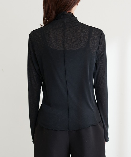 natural couture(ナチュラルクチュール)の「シアーネットハイネックプルオーバー(Tシャツ/カットソー・レディース・オフホワイト/オレンジ/グリーン/ブラック・FREE)」の13枚目の写真