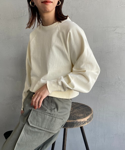 JEANS FACTORY Clothes（ジーンズファクトリークローズ）の「[Jeans Factory Clothes/ジーンズファクトリークローズ] ピグメント加工ダメージＴシャツ（Tシャツ/カットソー・レディース・ブルー/アイボリー/ブラック/ピンク/グレー・F）」の12枚目の写真