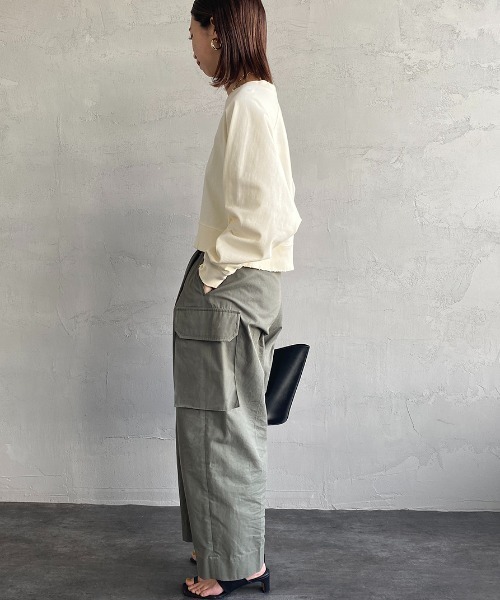 JEANS FACTORY Clothes（ジーンズファクトリークローズ）の「[Jeans Factory Clothes/ジーンズファクトリークローズ] ピグメント加工ダメージＴシャツ（Tシャツ/カットソー・レディース・ブルー/アイボリー/ブラック/ピンク/グレー・F）」の18枚目の写真