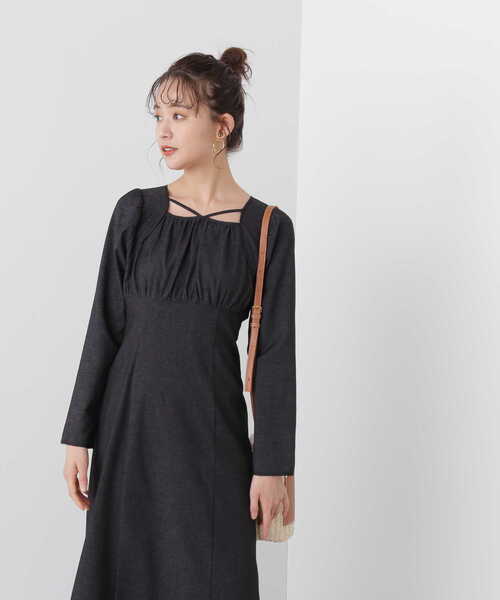 N.（N. Natural Beauty Basic）（エヌエヌナチュラルビューティーベーシック）の「◆スクエアネックパイピングワンピース（ワンピース・レディース・ブラック/ネイビー・MEDIUM）」の18枚目の写真