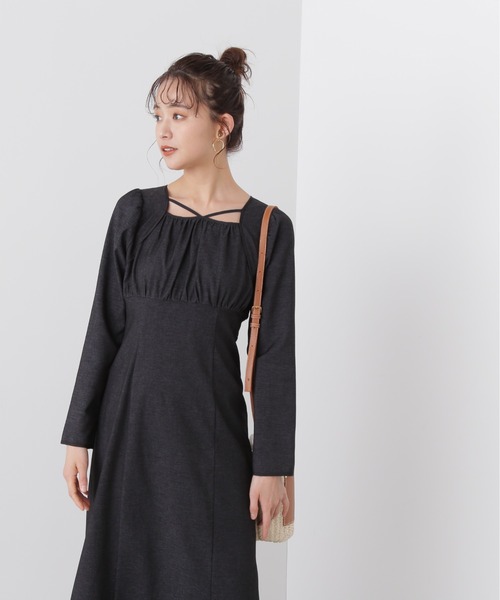 N.（N. Natural Beauty Basic）（エヌエヌナチュラルビューティーベーシック）の「◆スクエアネックパイピングワンピース（ワンピース・レディース・ブラック/ネイビー・MEDIUM）」の9枚目の写真