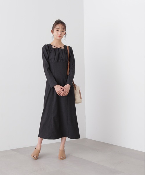 N.（N. Natural Beauty Basic）（エヌエヌナチュラルビューティーベーシック）の「◆スクエアネックパイピングワンピース（ワンピース・レディース・ブラック/ネイビー・MEDIUM）」の13枚目の写真