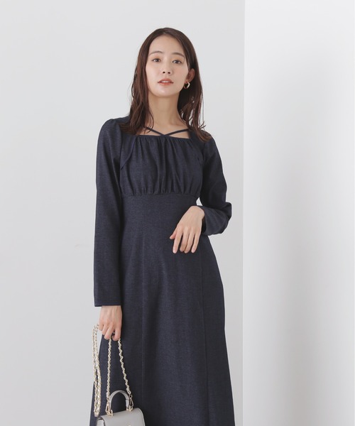 N.（N. Natural Beauty Basic）（エヌエヌナチュラルビューティーベーシック）の「◆スクエアネックパイピングワンピース（ワンピース・レディース・ブラック/ネイビー・MEDIUM）」の5枚目の写真