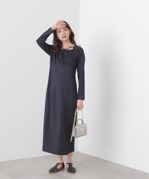 N.（N. Natural Beauty Basic）（エヌエヌナチュラルビューティーベーシック）の「◆スクエアネックパイピングワンピース（ワンピース・レディース・ブラック/ネイビー・MEDIUM）」の12枚目の写真