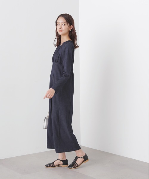 N.（N. Natural Beauty Basic）（エヌエヌナチュラルビューティーベーシック）の「◆スクエアネックパイピングワンピース（ワンピース・レディース・ブラック/ネイビー・MEDIUM）」の4枚目の写真