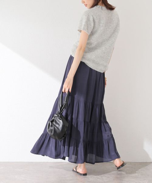 SLOBE IENA(スローブイエナ)の「【AMERICAN VINTAGE/アメリカンヴィンテージ】ハーフスリーブニット(ニット/セーター・レディース・チャコールグレー/イエロー・FREE)」の6枚目の写真