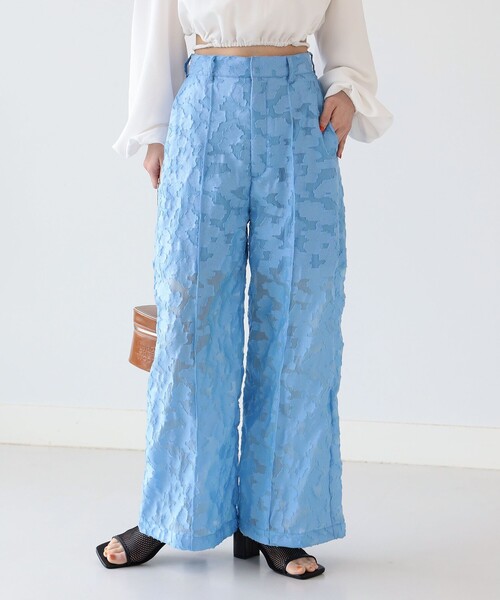 Ray BEAMS(レイビームス)の「Ray BEAMS / シアー ジャカード パンツ(その他パンツ・レディース・ブルー系その他2/ブラック・0/1)」の8枚目の写真