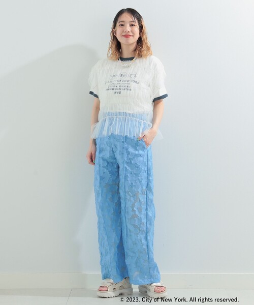 Ray BEAMS(レイビームス)の「Ray BEAMS / シアー ジャカード パンツ(その他パンツ・レディース・ブルー系その他2/ブラック・0/1)」の12枚目の写真