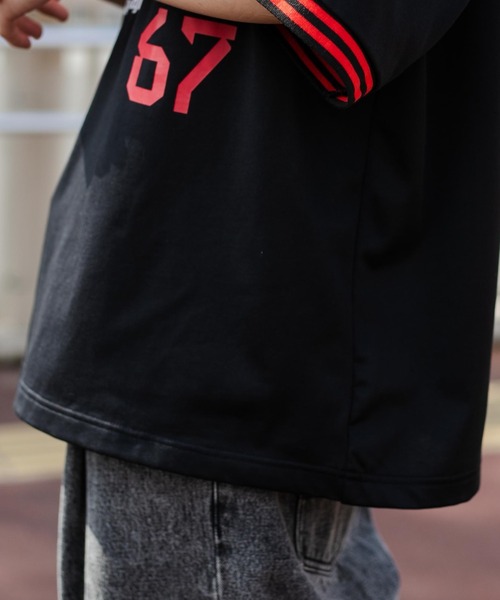 WEGO（ウィゴー）の「WEGO/ラインリブゲームシャツ（Tシャツ/カットソー・メンズ・ブラック/ホワイト・MEDIUM/LARGE）」の10枚目の写真