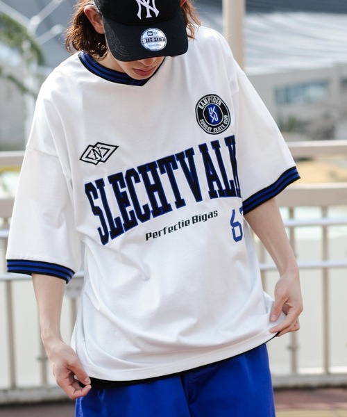 WEGO（ウィゴー）の「WEGO/ラインリブゲームシャツ（Tシャツ/カットソー・メンズ・ブラック/ホワイト・MEDIUM/LARGE）」の11枚目の写真