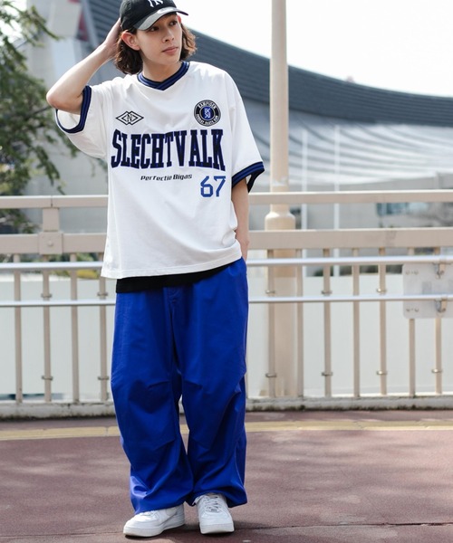 WEGO（ウィゴー）の「WEGO/ラインリブゲームシャツ（Tシャツ/カットソー・メンズ・ブラック/ホワイト・MEDIUM/LARGE）」の13枚目の写真