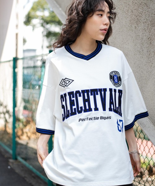 WEGO（ウィゴー）の「WEGO/ラインリブゲームシャツ（Tシャツ/カットソー・メンズ・ブラック/ホワイト・MEDIUM/LARGE）」の14枚目の写真