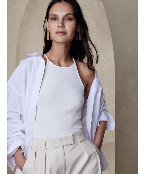 Banana Republic（バナナリパブリック）の「Eloise コットンキャミソール（キャミソール・レディース・ネイビー/ホワイト・L/S/M/XS）」の4枚目の写真