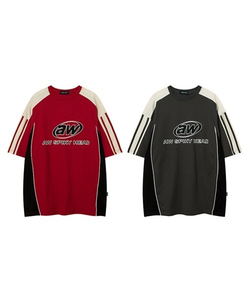 Ressaca(レサーカ)の「オーバーサイズ ロゴプリント 配色切り替え サイドライン 半袖Tシャツ(Tシャツ/カットソー・メンズ・レッド/チャコールグレー・M/L/XL)」の4枚目の写真