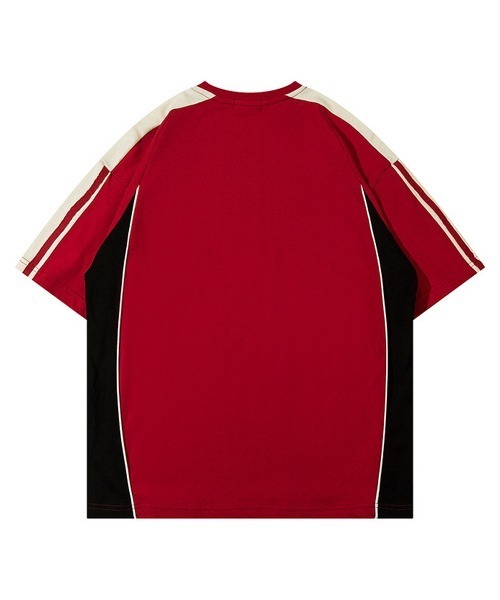 Ressaca(レサーカ)の「オーバーサイズ ロゴプリント 配色切り替え サイドライン 半袖Tシャツ(Tシャツ/カットソー・メンズ・レッド/チャコールグレー・M/L/XL)」の5枚目の写真