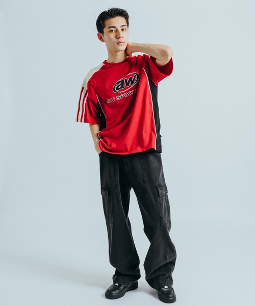 Ressaca(レサーカ)の「オーバーサイズ ロゴプリント 配色切り替え サイドライン 半袖Tシャツ(Tシャツ/カットソー・メンズ・レッド/チャコールグレー・M/L/XL)」の17枚目の写真