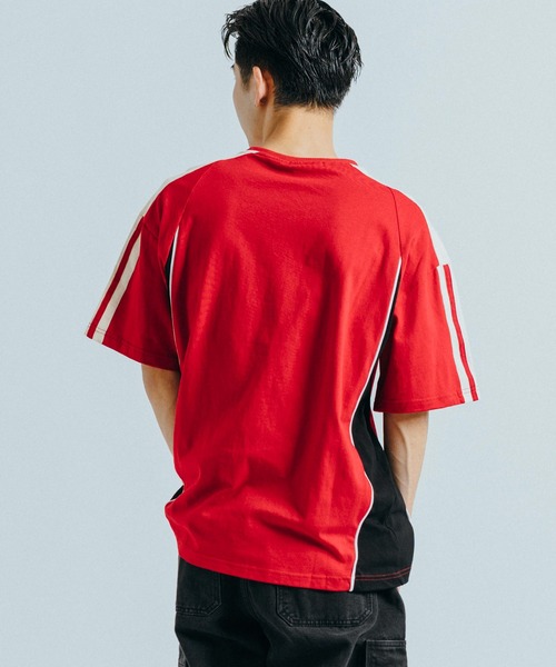 Ressaca(レサーカ)の「オーバーサイズ ロゴプリント 配色切り替え サイドライン 半袖Tシャツ(Tシャツ/カットソー・メンズ・レッド/チャコールグレー・M/L/XL)」の18枚目の写真