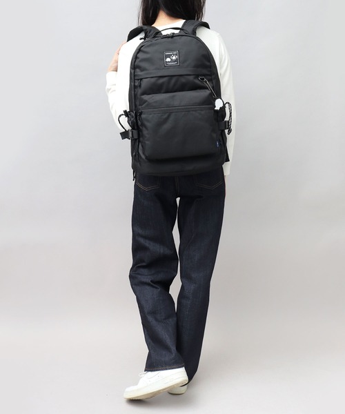 撥水ポリエステル 軽量 肩楽 ラバーチャーム付き 大容量 バックパック