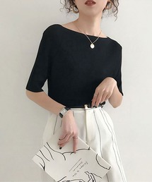 NinaetLina | サマーリブニット5分袖カットソー(Tシャツ/カットソー)