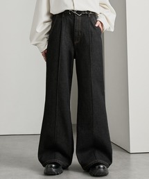 cussil（クシル）の「【cussil クシル】TRストレッチルーズシルエットハイウエストフレアパンツ デニムパンツ（スラックス）」