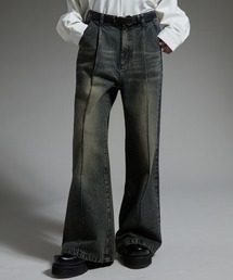 cussil（クシル）の「【cussil/クシル】TRストレッチルーズシルエットハイウエストフレアパンツ/デニムパンツ（スラックス）」