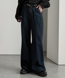 cussil（クシル）の「【cussil クシル】TRストレッチルーズシルエットハイウエストフレアパンツ デニムパンツ（スラックス）」