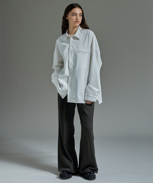 【美品】トルネードマート　3点セット　フレアパンツ　シルバー　ストライプ　S・M セール】センタープレスワイドフレアパンツ/TRストレッチスーツ