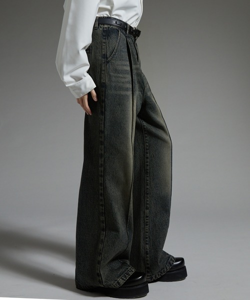 セール】【cussil/クシル】TRストレッチルーズシルエットハイウエスト